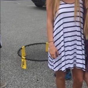 BLACK + WHITE STRIPED FLOWY DRESS